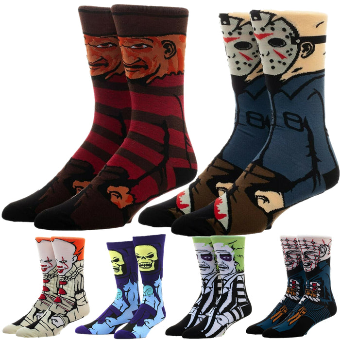 Jason Voorhees Freddy Pennywise Beetlejuice Pinhead Hellraiser Scary Cosplay Costumes Cotton Socks Halloween Adult Stockings