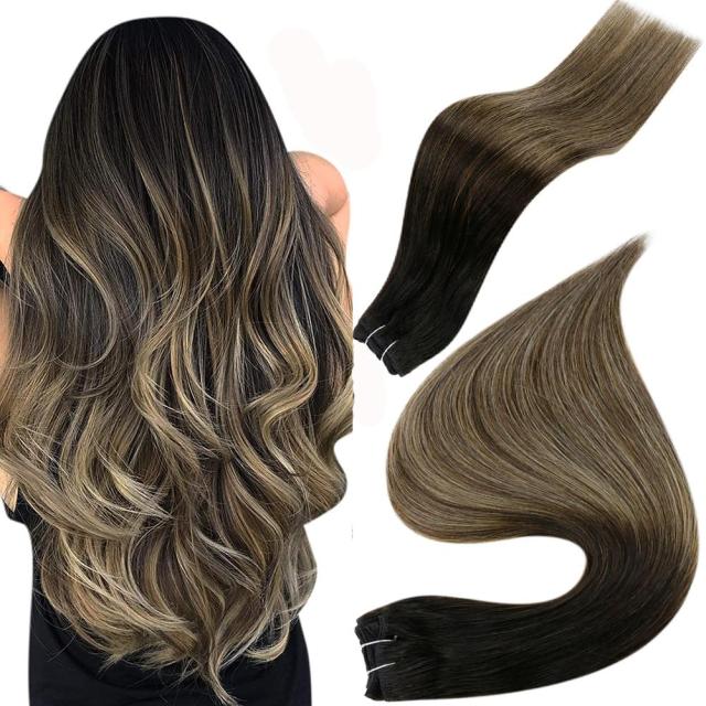 Human Hair Weft Extensions Hair Bundles Ombre Blonde Color 100g Sew In Silky Straight Remy Skin Double Weft For Salon