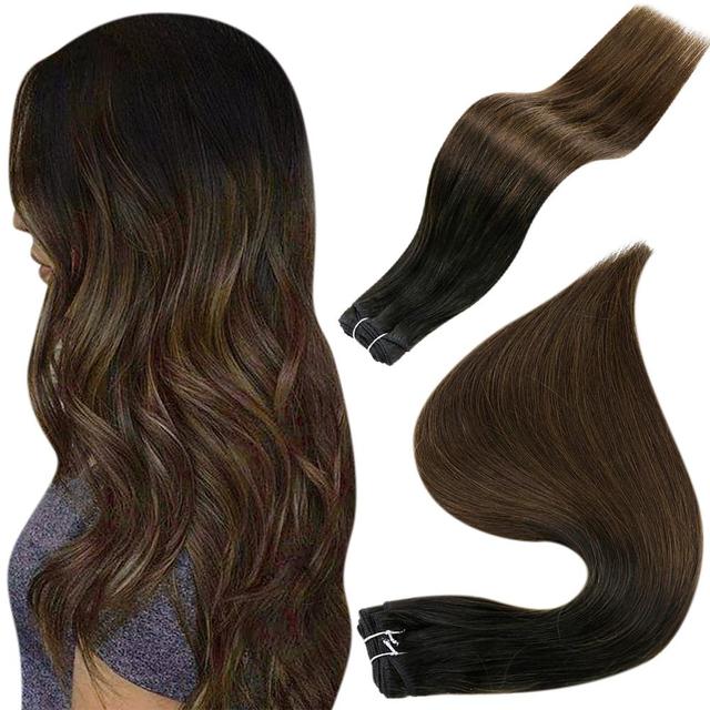 Human Hair Weft Extensions Hair Bundles Ombre Blonde Color 100g Sew In Silky Straight Remy Skin Double Weft For Salon