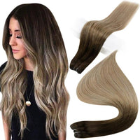 Human Hair Weft Extensions Hair Bundles Ombre Blonde Color 100g Sew In Silky Straight Remy Skin Double Weft For Salon
