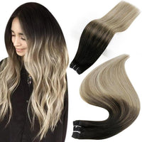 Human Hair Weft Extensions Hair Bundles Ombre Blonde Color 100g Sew In Silky Straight Remy Skin Double Weft For Salon