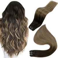 Human Hair Weft Extensions Hair Bundles Ombre Blonde Color 100g Sew In Silky Straight Remy Skin Double Weft For Salon