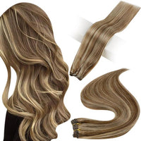 Human Hair Weft Extensions Hair Bundles Ombre Blonde Color 100g Sew In Silky Straight Remy Skin Double Weft For Salon