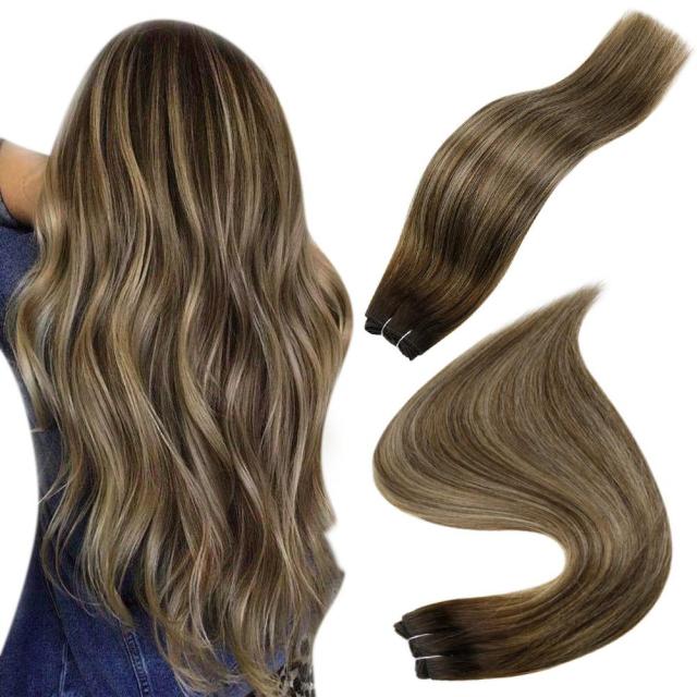 Human Hair Weft Extensions Hair Bundles Ombre Blonde Color 100g Sew In Silky Straight Remy Skin Double Weft For Salon