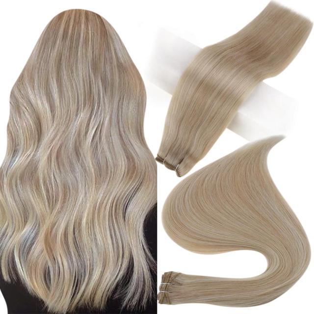 Human Hair Weft Extensions Hair Bundles Ombre Blonde Color 100g Sew In Silky Straight Remy Skin Double Weft For Salon