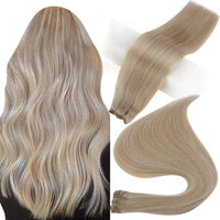 Human Hair Weft Extensions Hair Bundles Ombre Blonde Color 100g Sew In Silky Straight Remy Skin Double Weft For Salon