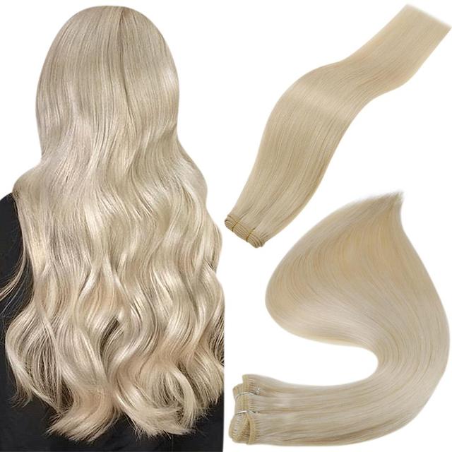 Human Hair Weft Extensions Hair Bundles Ombre Blonde Color 100g Sew In Silky Straight Remy Skin Double Weft For Salon