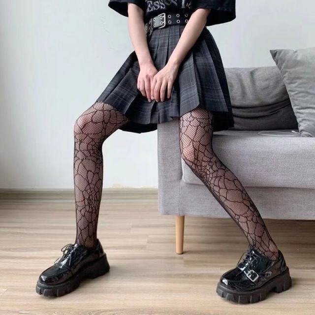 Sexy Women High waist fishnet stocking club tights panty knitting net pantyhose mesh lingerie Anime Lolita Cosplay Costumes 2021