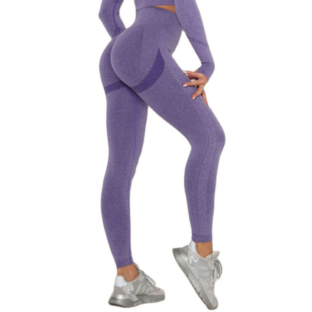 ハイウエストシームレスレギンスプッシュアップレギンススポーツ女性フィットネスランニングヨガパンツエネルギー弾性ズボンジムガールタイツ