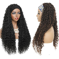 24 Inch Headband Wig Braided Wigs With Curly Faux Locs Crochet Braid Hair