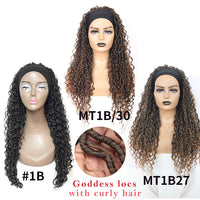 24 Inch Headband Wig Braided Wigs With Curly Faux Locs Crochet Braid Hair