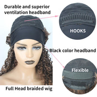 24 Inch Headband Wig Braided Wigs With Curly Faux Locs Crochet Braid Hair