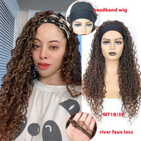 24 Inch Headband Wig Braided Wigs With Curly Faux Locs Crochet Braid Hair