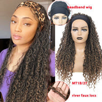 24 Inch Headband Wig Braided Wigs With Curly Faux Locs Crochet Braid Hair