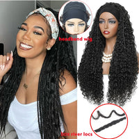 24 Inch Headband Wig Braided Wigs With Curly Faux Locs Crochet Braid Hair