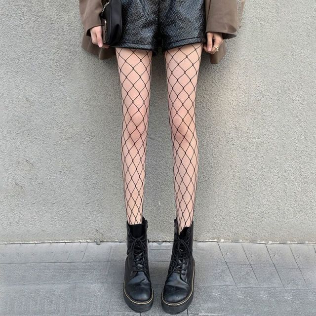 Women Anime Cosplay Lolita Girls Tights Black Sexy High Waist Fishnet Nylon Stocking Mesh Hosiery Pantyhose Lingerie Accessories