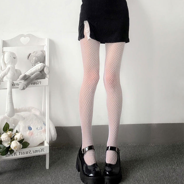Women Anime Cosplay Lolita Girls Tights Black Sexy High Waist Fishnet Nylon Stocking Mesh Hosiery Pantyhose Lingerie Accessories
