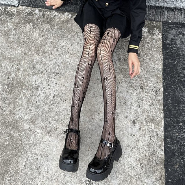 Women Anime Cosplay Lolita Girls Tights Black Sexy High Waist Fishnet Nylon Stocking Mesh Hosiery Pantyhose Lingerie Accessories
