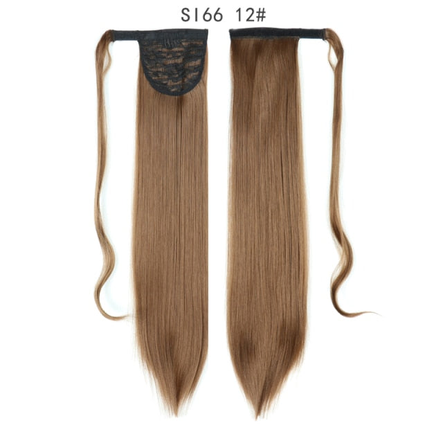 22inch Long Straight Clip in Hair Tail Nature FaKe Ponytail Extension Hairpiece With Hairpins High Temperature Synthetic Ponytai