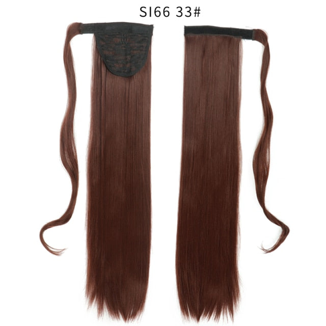 22inch Long Straight Clip in Hair Tail Nature FaKe Ponytail Extension Hairpiece With Hairpins High Temperature Synthetic Ponytai