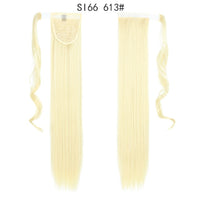 22 インチロングストレートクリップ髪尾自然偽ポニーテール延長かつらヘアピン高温合成ポニータイ