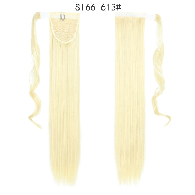 22inch Long Straight Clip in Hair Tail Nature FaKe Ponytail Extension Hairpiece With Hairpins High Temperature Synthetic Ponytai