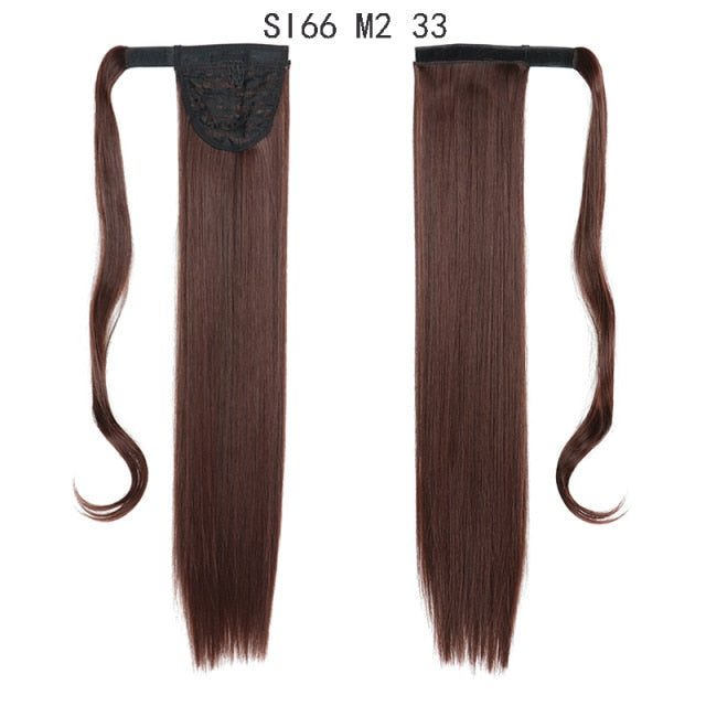 22inch Long Straight Clip in Hair Tail Nature FaKe Ponytail Extension Hairpiece With Hairpins High Temperature Synthetic Ponytai