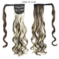22 インチロングストレートクリップ髪尾自然偽ポニーテール延長かつらヘアピン高温合成ポニータイ