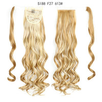 22 インチロングストレートクリップ髪尾自然偽ポニーテール延長かつらヘアピン高温合成ポニータイ