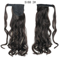 22 インチロングストレートクリップ髪尾自然偽ポニーテール延長かつらヘアピン高温合成ポニータイ