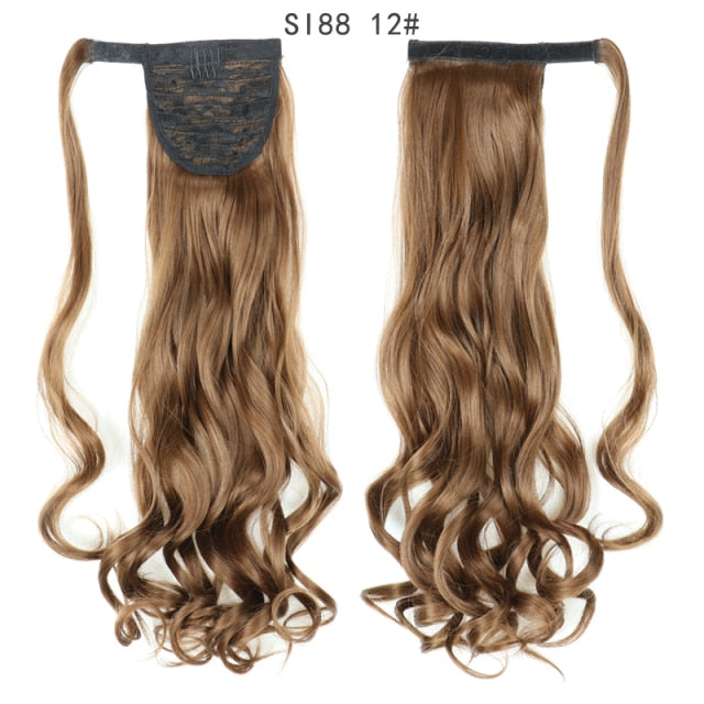 22inch Long Straight Clip in Hair Tail Nature FaKe Ponytail Extension Hairpiece With Hairpins High Temperature Synthetic Ponytai