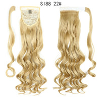 22 インチロングストレートクリップ髪尾自然偽ポニーテール延長かつらヘアピン高温合成ポニータイ