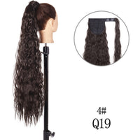 22 インチロングストレートクリップ髪尾自然偽ポニーテール延長かつらヘアピン高温合成ポニータイ