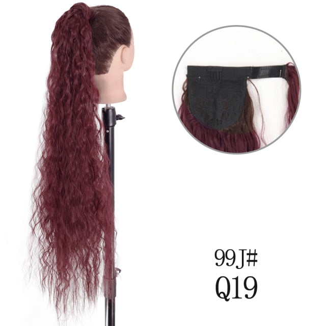 22 インチロングストレートクリップ髪尾自然偽ポニーテール延長かつらヘアピン高温合成ポニータイ