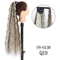22 インチロングストレートクリップ髪尾自然偽ポニーテール延長かつらヘアピン高温合成ポニータイ