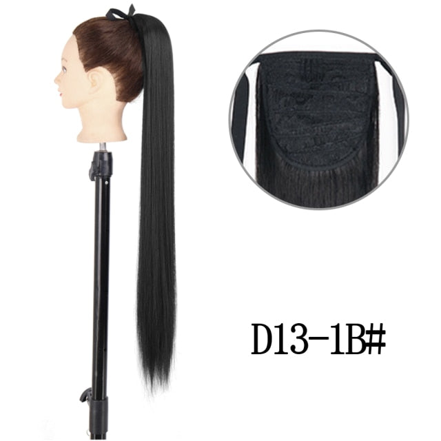 22inch Long Straight Clip in Hair Tail Nature FaKe Ponytail Extension Hairpiece With Hairpins High Temperature Synthetic Ponytai