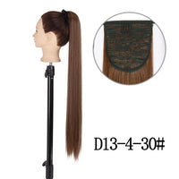 22 インチロングストレートクリップ髪尾自然偽ポニーテール延長かつらヘアピン高温合成ポニータイ