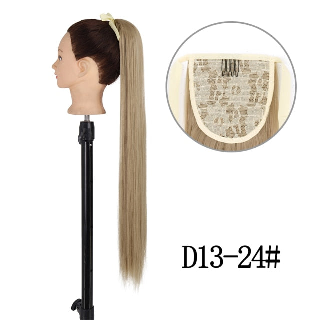 22inch Long Straight Clip in Hair Tail Nature FaKe Ponytail Extension Hairpiece With Hairpins High Temperature Synthetic Ponytai