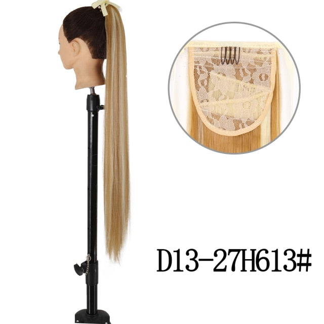 22inch Long Straight Clip in Hair Tail Nature FaKe Ponytail Extension Hairpiece With Hairpins High Temperature Synthetic Ponytai