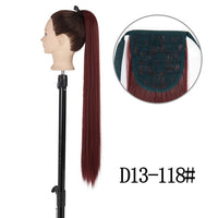 22 インチロングストレートクリップ髪尾自然偽ポニーテール延長かつらヘアピン高温合成ポニータイ