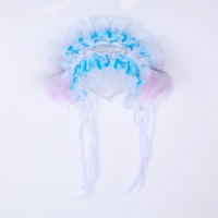 Gothic Lolita Maid Women Girl's Ruffles Lace Headband Plush Cat Ears Ribbon Bell Lolita Cosplay Hair Hoop