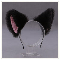 Gothic Lolita Maid Women Girl's Ruffles Lace Headband Plush Cat Ears Ribbon Bell Lolita Cosplay Hair Hoop