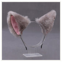 Gothic Lolita Maid Women Girl's Ruffles Lace Headband Plush Cat Ears Ribbon Bell Lolita Cosplay Hair Hoop