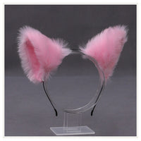 Gothic Lolita Maid Women Girl's Ruffles Lace Headband Plush Cat Ears Ribbon Bell Lolita Cosplay Hair Hoop