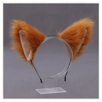 Gothic Lolita Maid Women Girl's Ruffles Lace Headband Plush Cat Ears Ribbon Bell Lolita Cosplay Hair Hoop