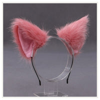 Gothic Lolita Maid Women Girl's Ruffles Lace Headband Plush Cat Ears Ribbon Bell Lolita Cosplay Hair Hoop
