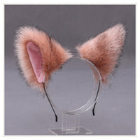 Gothic Lolita Maid Women Girl's Ruffles Lace Headband Plush Cat Ears Ribbon Bell Lolita Cosplay Hair Hoop
