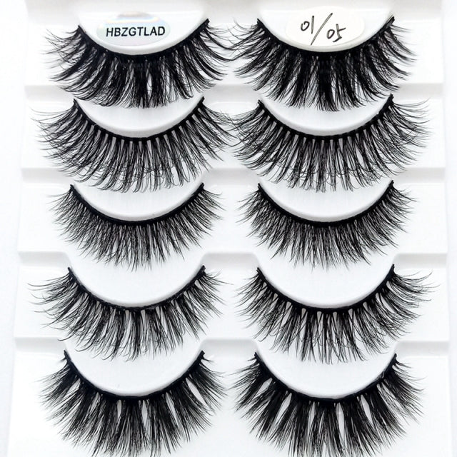 NEW 5 pairs 3D mink false eyelashes natural makeup eyelash extension