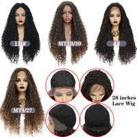 Faux Locs Synthetic Wigs Straight Mix Curly Barids Ombre Brown Colored Crochet Braids Wig For Black Women Soft Dreadlock