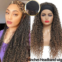 Faux Locs Synthetic Wigs Straight Mix Curly Barids Ombre Brown Colored Crochet Braids Wig For Black Women Soft Dreadlock